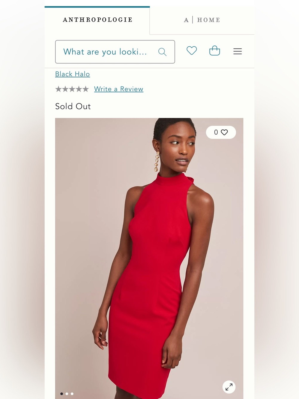 Anthropologie Black Halo Red Sleeveless Mock-Neck Midi wDress- worn once